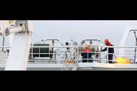 The Dynex Data installed to one of the two sounder cable winches by Hampidjan’s technicians